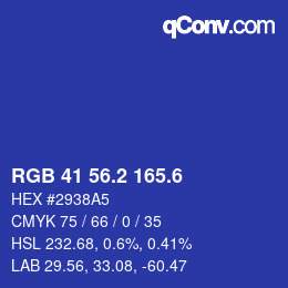カラーコード: RGB 41 56.2 165.6 | qconv.com