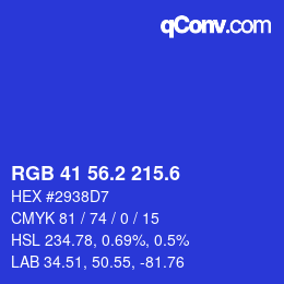 カラーコード: RGB 41 56.2 215.6 | qconv.com
