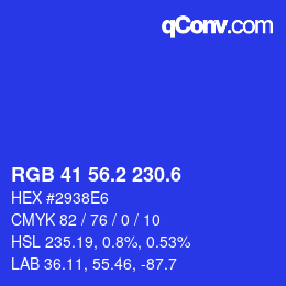 カラーコード: RGB 41 56.2 230.6 | qconv.com