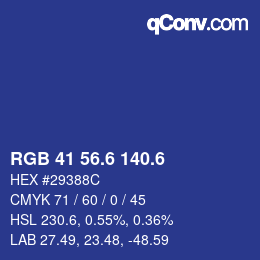 カラーコード: RGB 41 56.6 140.6 | qconv.com