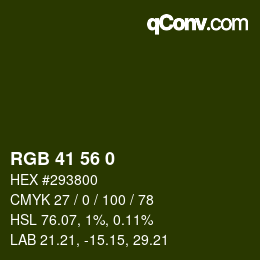 颜色代码: RGB 41 56 0 | qconv.com