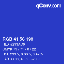 颜色代码: RGB 41 58 198 | qconv.com