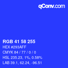 颜色代码: RGB 41 58 255 | qconv.com