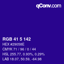 カラーコード: RGB 41 5 142 | qconv.com