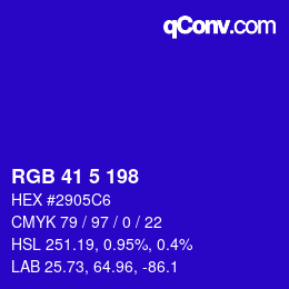 Color code: RGB 41 5 198 | qconv.com
