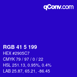 Color code: RGB 41 5 199 | qconv.com