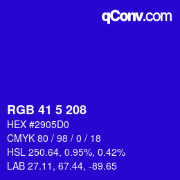 Color code: RGB 41 5 208 | qconv.com