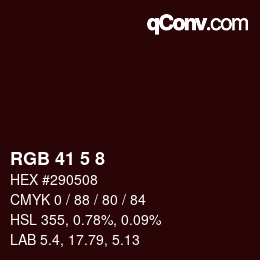 Color code: RGB 41 5 8 | qconv.com