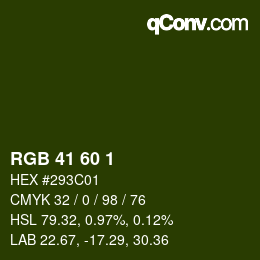 颜色代码: RGB 41 60 1 | qconv.com