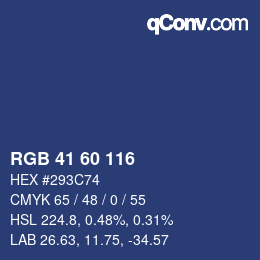 カラーコード: RGB 41 60 116 | qconv.com