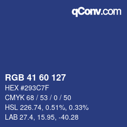 颜色代码: RGB 41 60 127 | qconv.com