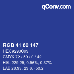 カラーコード: RGB 41 60 147 | qconv.com
