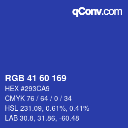 カラーコード: RGB 41 60 169 | qconv.com