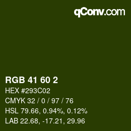 颜色代码: RGB 41 60 2 | qconv.com