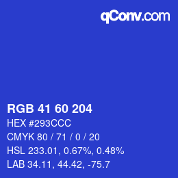 カラーコード: RGB 41 60 204 | qconv.com