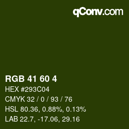 カラーコード: RGB 41 60 4 | qconv.com