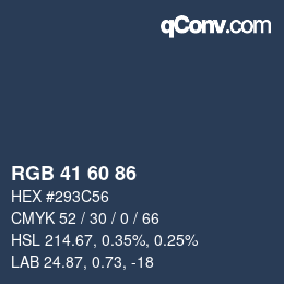 颜色代码: RGB 41 60 86 | qconv.com