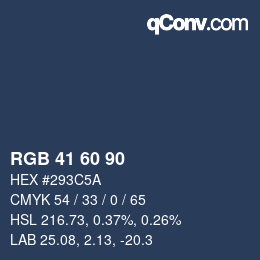 カラーコード: RGB 41 60 90 | qconv.com