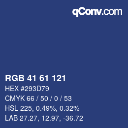 Color code: RGB 41 61 121 | qconv.com