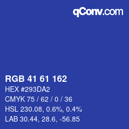 Color code: RGB 41 61 162 | qconv.com
