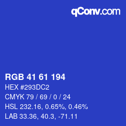 Color code: RGB 41 61 194 | qconv.com