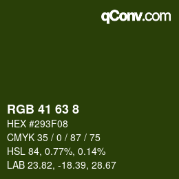 Color code: RGB 41 63 8 | qconv.com