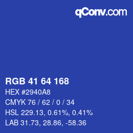 Color code: RGB 41 64 168 | qconv.com