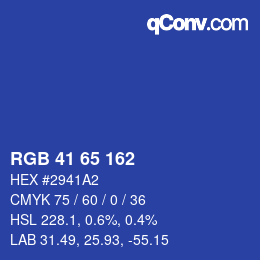 Color code: RGB 41 65 162 | qconv.com