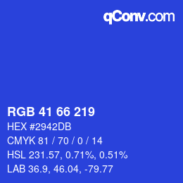 Color code: RGB 41 66 219 | qconv.com