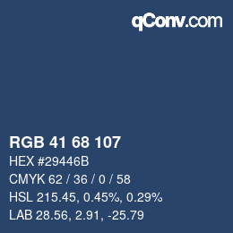 カラーコード: RGB 41 68 107 | qconv.com
