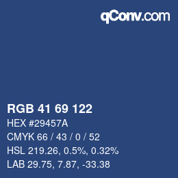Color code: RGB 41 69 122 | qconv.com