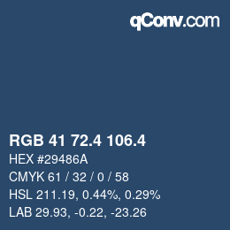 カラーコード: RGB 41 72.4 106.4 | qconv.com