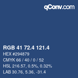 カラーコード: RGB 41 72.4 121.4 | qconv.com