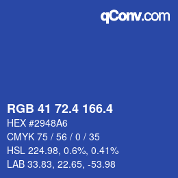 カラーコード: RGB 41 72.4 166.4 | qconv.com