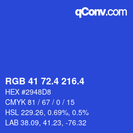 カラーコード: RGB 41 72.4 216.4 | qconv.com