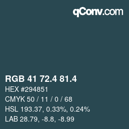 カラーコード: RGB 41 72.4 81.4 | qconv.com