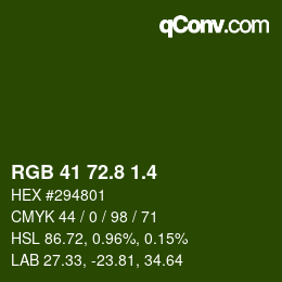 カラーコード: RGB 41 72.8 1.4 | qconv.com