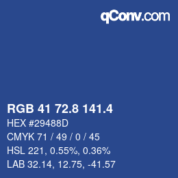 カラーコード: RGB 41 72.8 141.4 | qconv.com