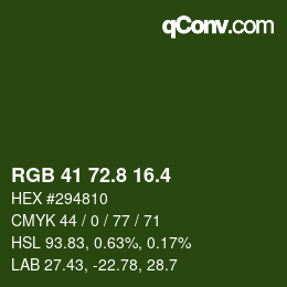 カラーコード: RGB 41 72.8 16.4 | qconv.com