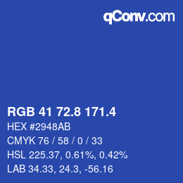 カラーコード: RGB 41 72.8 171.4 | qconv.com