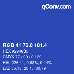 カラーコード: RGB 41 72.8 181.4 | qconv.com