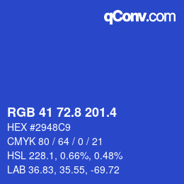 カラーコード: RGB 41 72.8 201.4 | qconv.com
