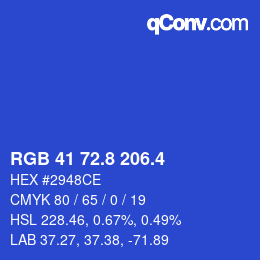 カラーコード: RGB 41 72.8 206.4 | qconv.com