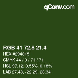 カラーコード: RGB 41 72.8 21.4 | qconv.com