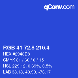 カラーコード: RGB 41 72.8 216.4 | qconv.com