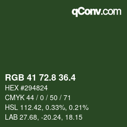 カラーコード: RGB 41 72.8 36.4 | qconv.com