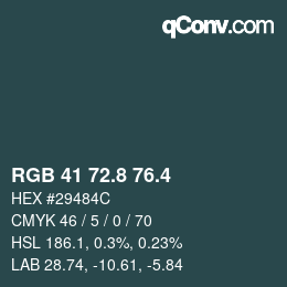 カラーコード: RGB 41 72.8 76.4 | qconv.com