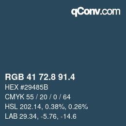 カラーコード: RGB 41 72.8 91.4 | qconv.com