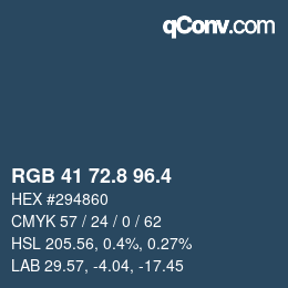 カラーコード: RGB 41 72.8 96.4 | qconv.com