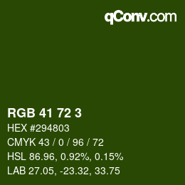 カラーコード: RGB 41 72 3 | qconv.com